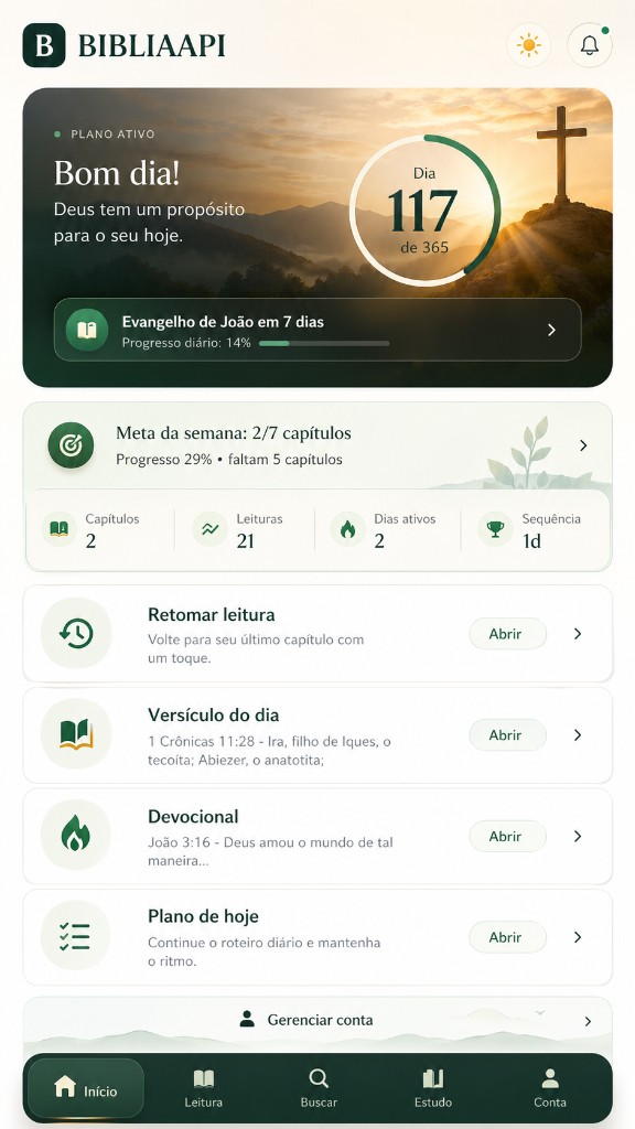 Captura do app BIBLIAAPI com recursos da conta
